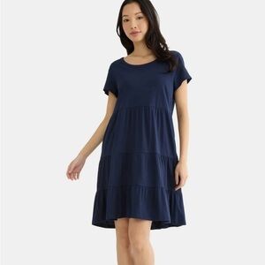 Time and Tru Women’s Navy Blue Tiered Cotton Mini Dress